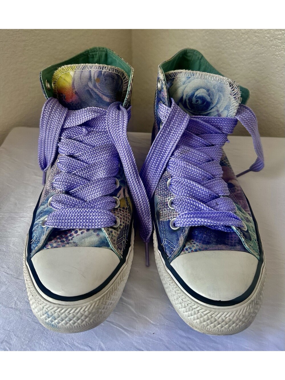 Converse Size 9 Women Chuck Taylor All Star Floral High Top Purple - Picture 3 of 6